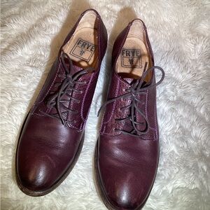 Frye burgundy leather lace up boots
